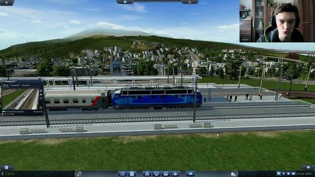 Transport Fever-обзор мода электровоз ЧС4КВР+ТВЗ 61-4447 train car(Russian) смотреть онлайн