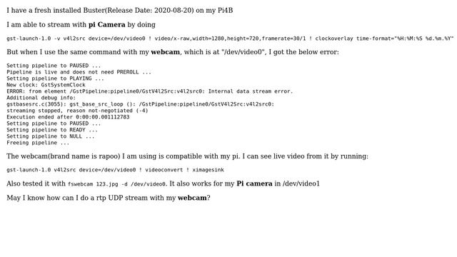 Raspberry Pi: Pi4B how to rtp UDP stream video with webcam and Gstreamer смотреть онлайн