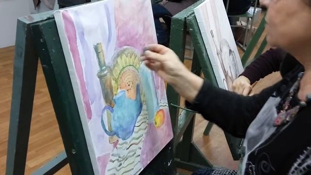 Техника смешанного рисования акварель и пастэль смотреть онлайн
