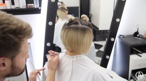 Женская стрижка боб.  Техника слои / Short women haircut . Bob haircut
