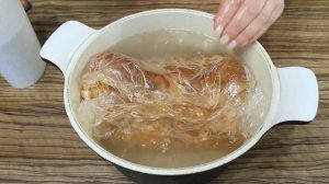 Грудинка свиная вареная в рукаве. Ароматная, вкусная мясная закуска.