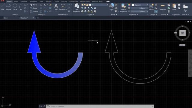 Physics & AutoCAD 2021: Draw the curved arrow and fill it with gradient color смотреть онлайн