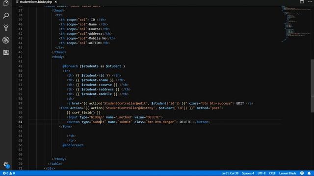 Laravel CRUD: Delete Data using Resource Controller with Eloquent Model -Part 5 смотреть онлайн