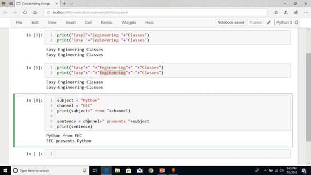 Python Tutorial in Hindi 8 - String concatenation in Python 3 - Beginners Class смотреть онлайн