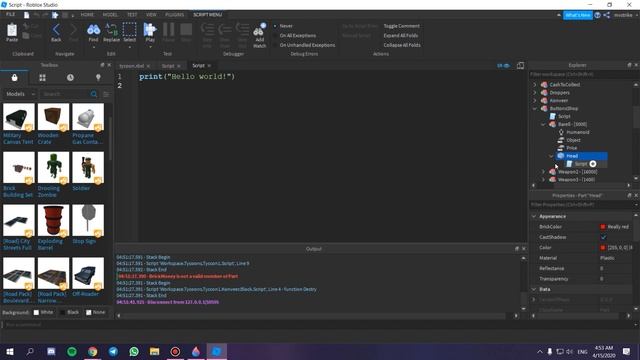 Магазин в Tycoon Roblox Studio