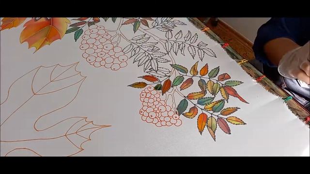 Процесс росписи платка "Осень".| "Холодный" батик| Роспись шёлка. смотреть онлайн