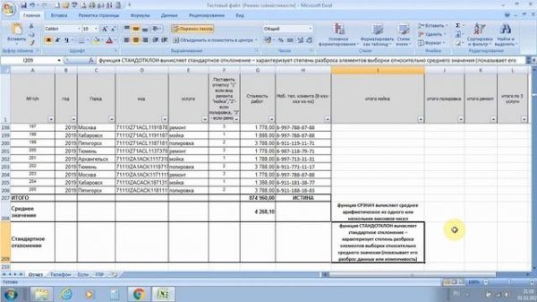 СРЗНАЧ, СТАНДОТКЛОН: Excel с нуля