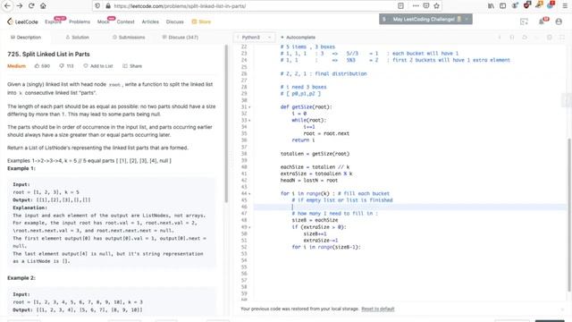 LeetCode 725 - Split Linked List in Parts смотреть онлайн