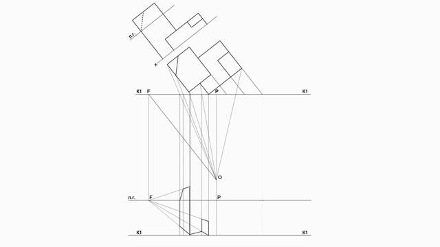 Построение угловой перспективы с одной точкой схода смотреть онлайн