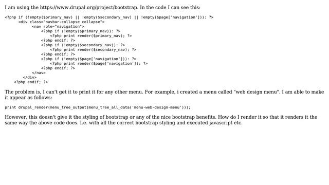 Drupal: How to print out bootstrap menu? смотреть онлайн