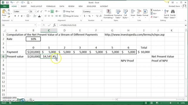 Compute net present value using Excel's =NPV() function смотреть онлайн