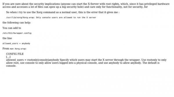 Unix & Linux: Error when trying to use Xorg: Only console users are allowed to run the X server?