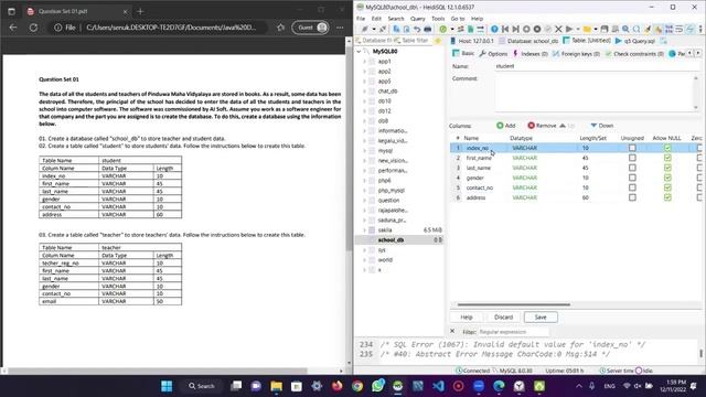 Data Base Task 01 |Create a Database Using MySQL Workbench | 1st Year | Java Institute| Senuka Lesa смотреть онлайн