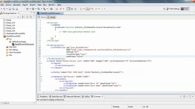 JSON to Datagrid in Flex 4.6 смотреть онлайн