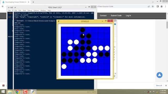 Simple Othello Game using Turtle in Python смотреть онлайн