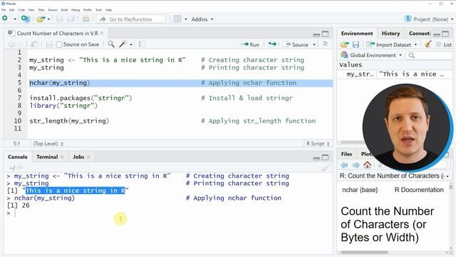 Count Number of Characters in String in R (2 Examples) | Find Length of Strings | nchar & str_lengt смотреть онлайн
