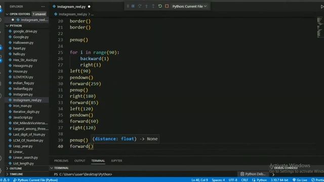 Draw Instagram Reels |Full python code||#Pythonturtle смотреть онлайн