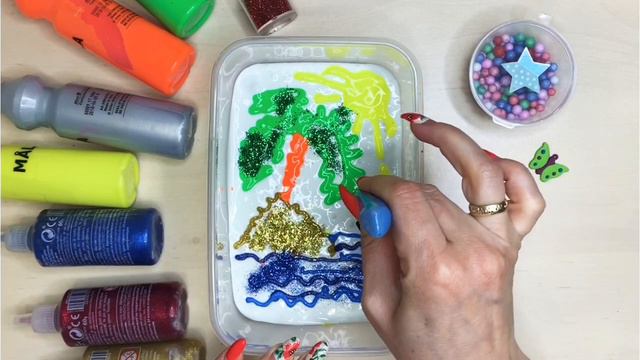 I draw on a slime ! Слайм с разными красителями! смотреть онлайн