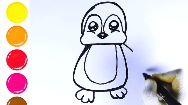 How to draw a penguin/ Как нарисовать пингвин/ Cómo dibujar un pingüino смотреть онлайн