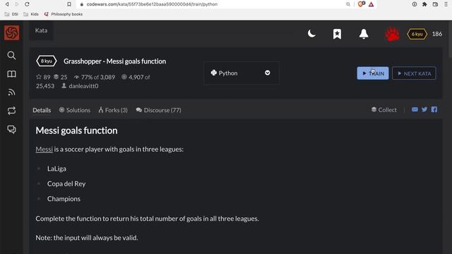 Codewars - Python - Messi goals function смотреть онлайн