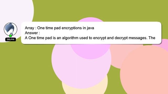 Array : One time pad encryptions in java смотреть онлайн