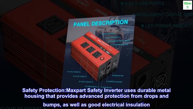 Maxpart 2000W Power Inverter 12v DC To 110v AC Converter With 3 AC Outlets, 2000