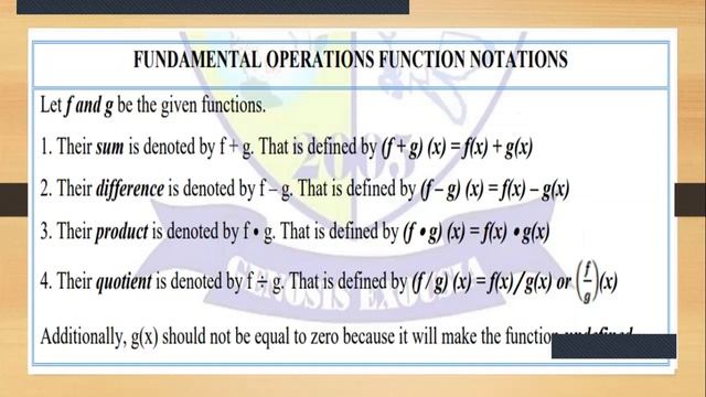 LESSON 3: OPERATIONS ON FUNCTIONS смотреть онлайн