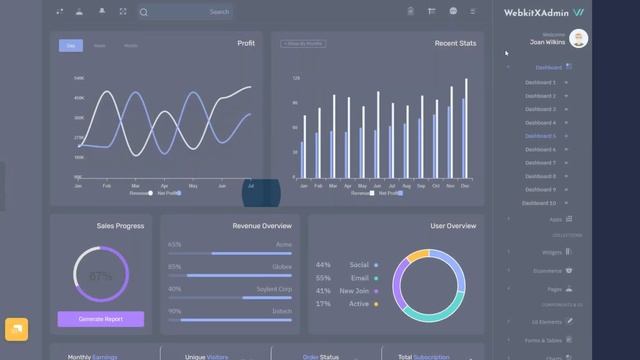 Best Dark Version Admin Panel Dashboard of WebkitX Bootstrap UI Kit смотреть онлайн