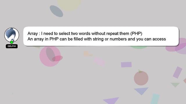 Array : I need to select two words without repeat them (PHP) смотреть онлайн