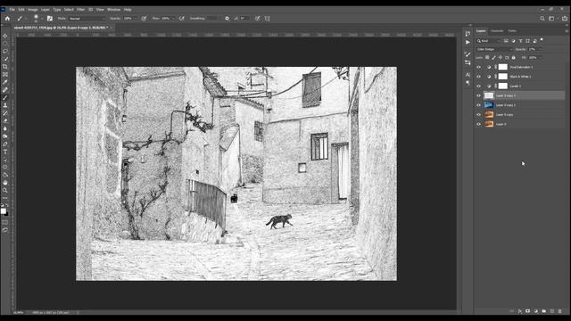 Photoshop: How to Turn Old City Streets into Pencil Drawing - Sketch Effect смотреть онлайн