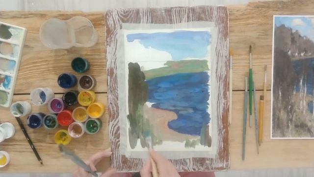 Мастер-класс по рисованию "Весенний пейзаж гуашью. Озеро". смотреть онлайн