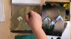 Как нарисовать подснежник гуашью легко