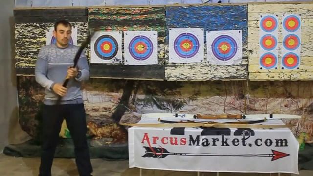 Одевание тетивы на рекурсивный лук 