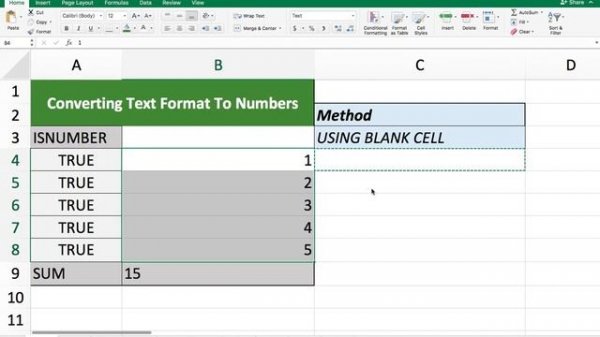 Converting Numbers with Text Formats into Number Format in Microsoft Excel