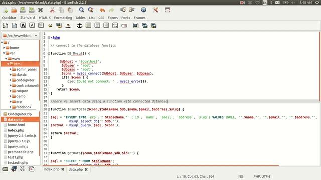 php and mysql and insert,select and delete query using a function смотреть онлайн