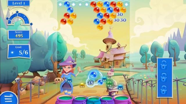 Bubble Witch 2 Saga Level 1 (Classic mode) - 3 Stars Walkthrough, No Boosters смотреть онлайн
