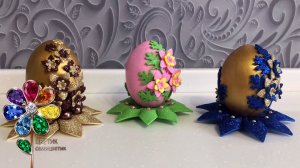 Пасха. Декор яиц глиттерным фоамираном. Пасхальное яйцо на подставке своими руками. Поделка. Идея