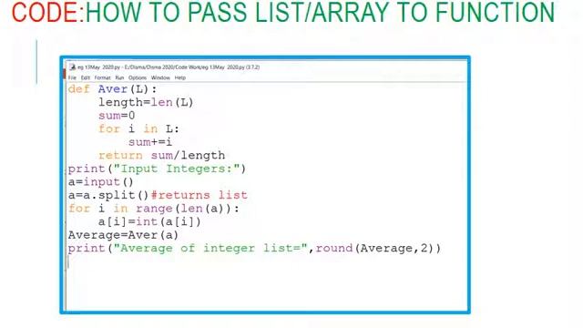 Passing list to Python function,main,flow of execution смотреть онлайн