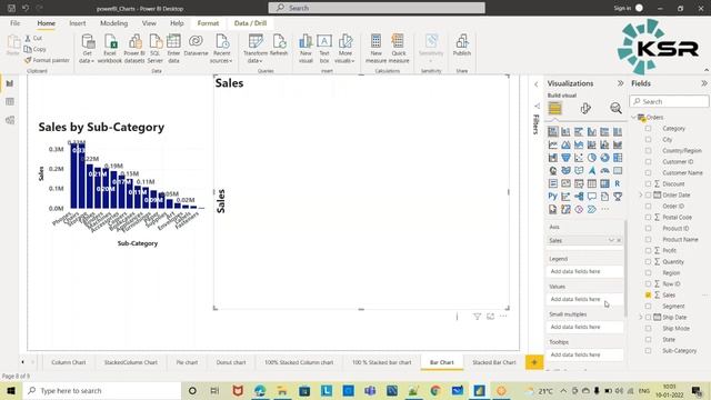 How to Create Bar Chart and Stacked Bar Chart in POWER BI|Types of Charts in Power BI |KSR Datavizo смотреть онлайн