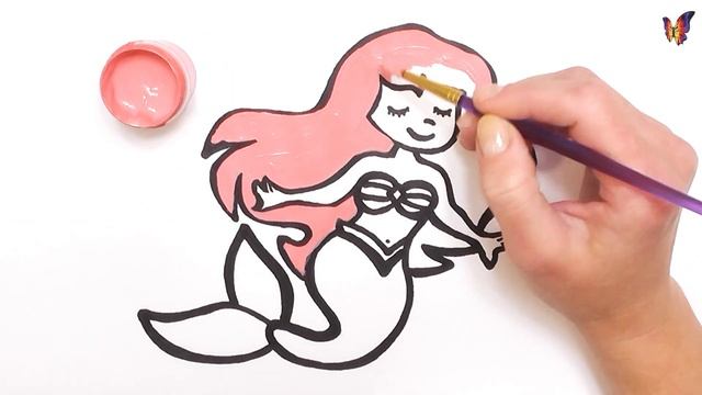 Как нарисовать РУСАЛОЧКУ / мультик раскраска для детей РУСАЛОЧКА / Раскраски малышам смотреть онлайн