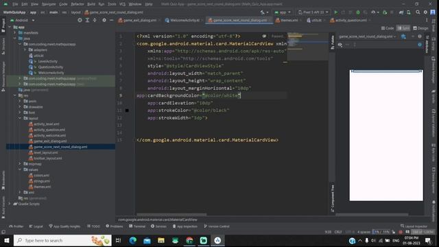 Math Quiz App Android Studio Kotlin Part - 4 Design Score and Exit Dialog смотреть онлайн