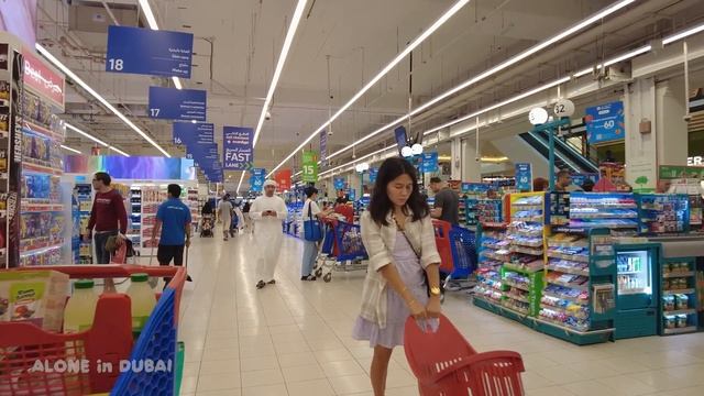 Dubai Carrefour Supermarket Food Prices Walking Tour 4K смотреть онлайн