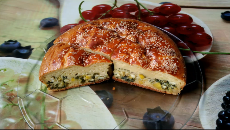Заливной пирог с начинкой. Быстрое тесто легко готовить. Вкусная домашняя выпечка. смотреть онлайн