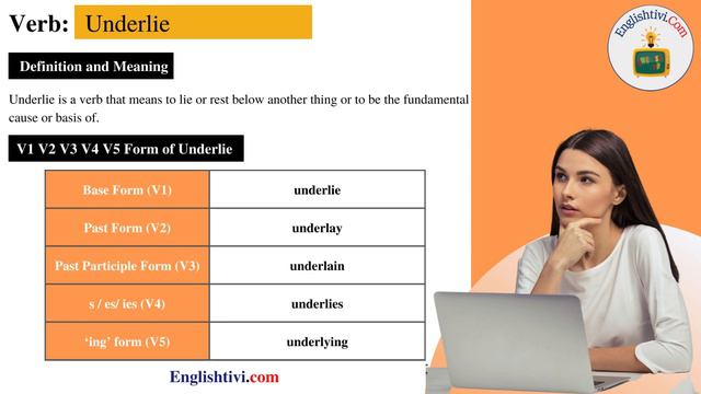 Underlie V1 V2 V3 V4 V5 Base Form, Past Simple, Past Participle Form of Underlie | Englishtivi.com смотреть онлайн