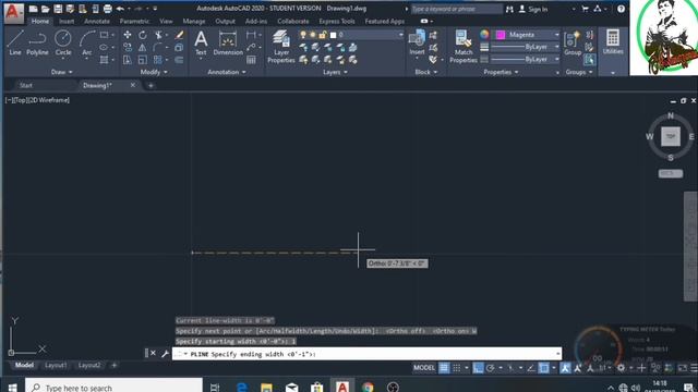 How to work Polyline in AutoCAD 2D, Make a Arrow by polyline смотреть онлайн