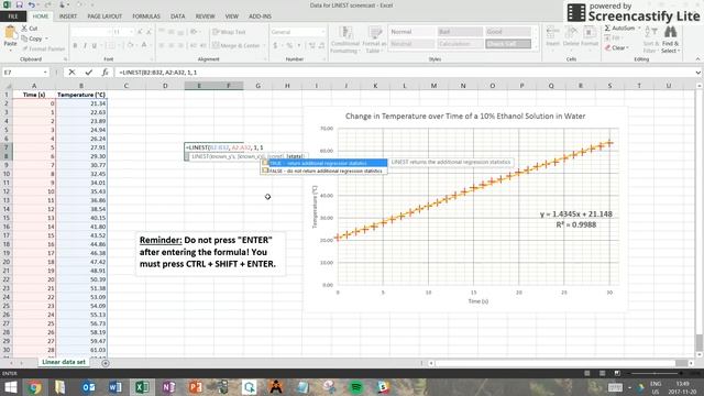 Using LINEST to determine the uncertainty on slope in Excel смотреть онлайн