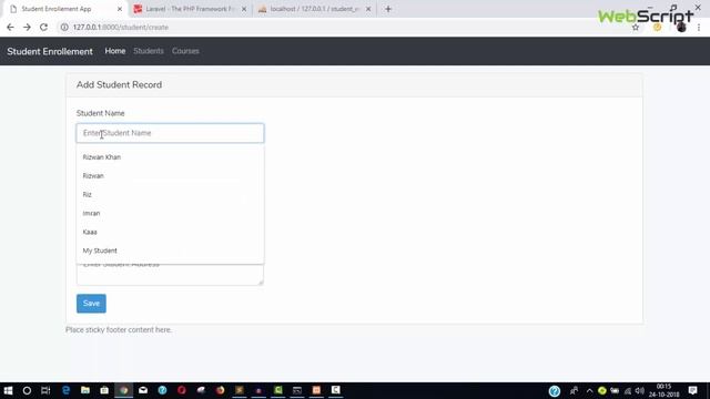 LARAVEL 5.7 2018 | Mini Project | Save Record - 2 | Part 7 смотреть онлайн