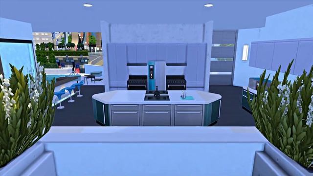 THE SIMS 4 - House tour - Ultra Modern Blue DREAM SCAPE- NO C .C смотреть онлайн