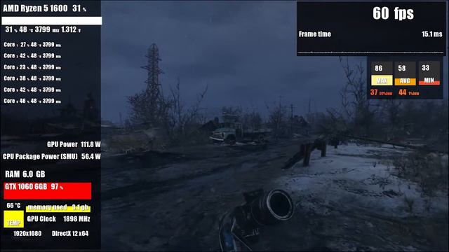 Metro Exodus | R5 1600 + GTX 1060 6gb | Ultra settings 1080p performance FPS test | rus\eng смотреть онлайн