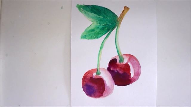 Акварель для начинающих. Рисуем вишню (с описанием) / watercolor sketch cherry смотреть онлайн